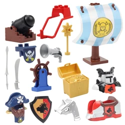 Oorlog Grote Bouwstenen Accessoires Kasteel Knight Pirate Sail Kanon Armor Compatibel Duplos Monteren Diy Speelgoed Voor Kinderen Gift