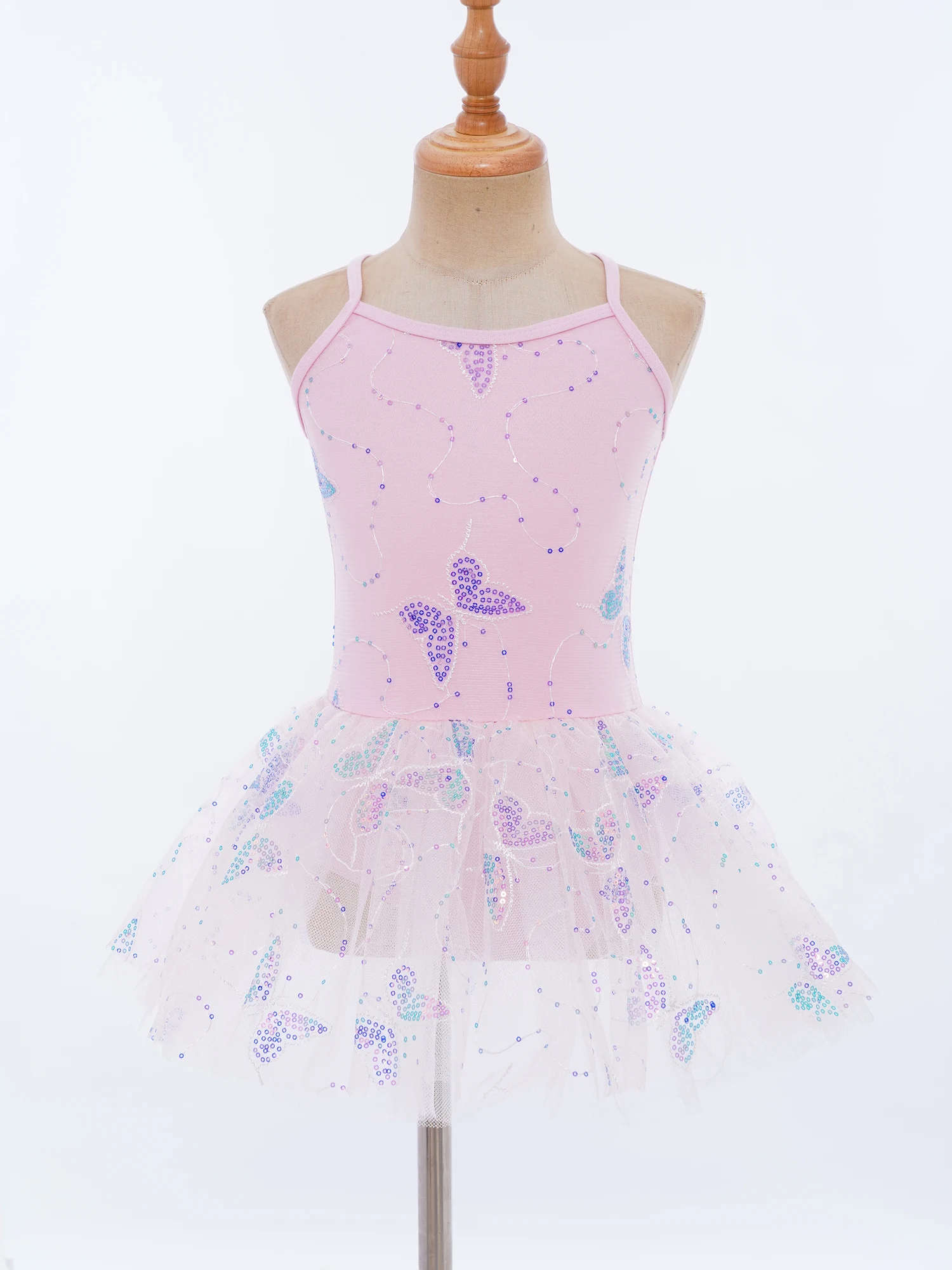 

Kids Girls Ballet Tutu Dress Gymnastics Leotard Shiny Sequin Butterfly Embroidery Dance Performance Costume Ballerina Dancewear