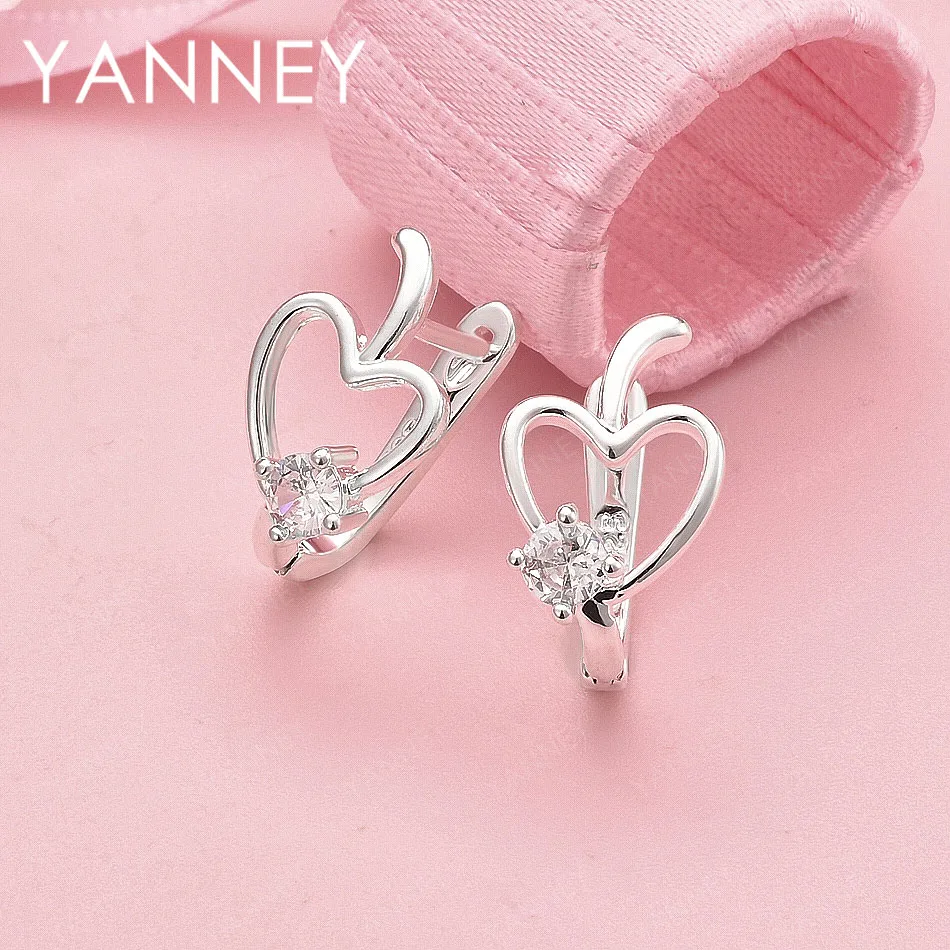 

Exquisite 925 Sterling Silver Heart-Shaped Zirconia Earrings for Women - Fashion Party Accessories and Wedding Gifts