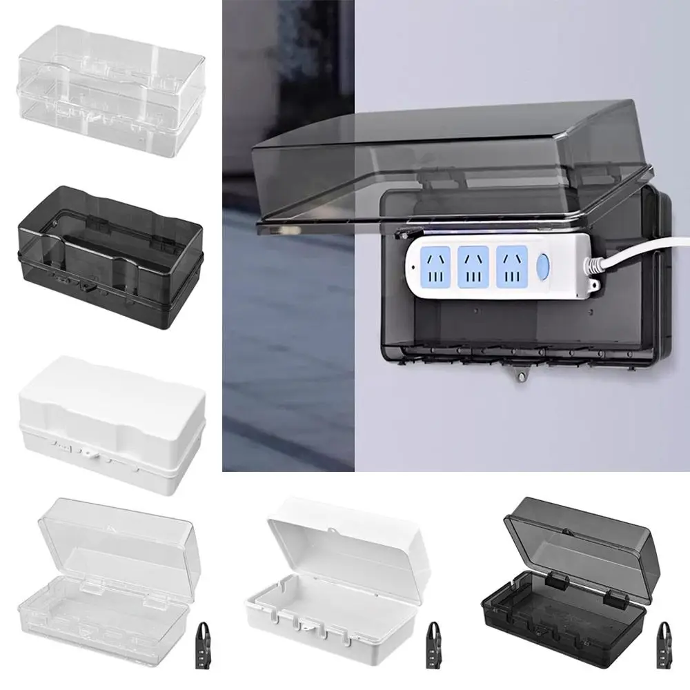 Portable Plastic Plug Box Anti-theft Weatherproof Cable Management Box Waterproof Protect Outlet Power Strip Storage Box Outdoor