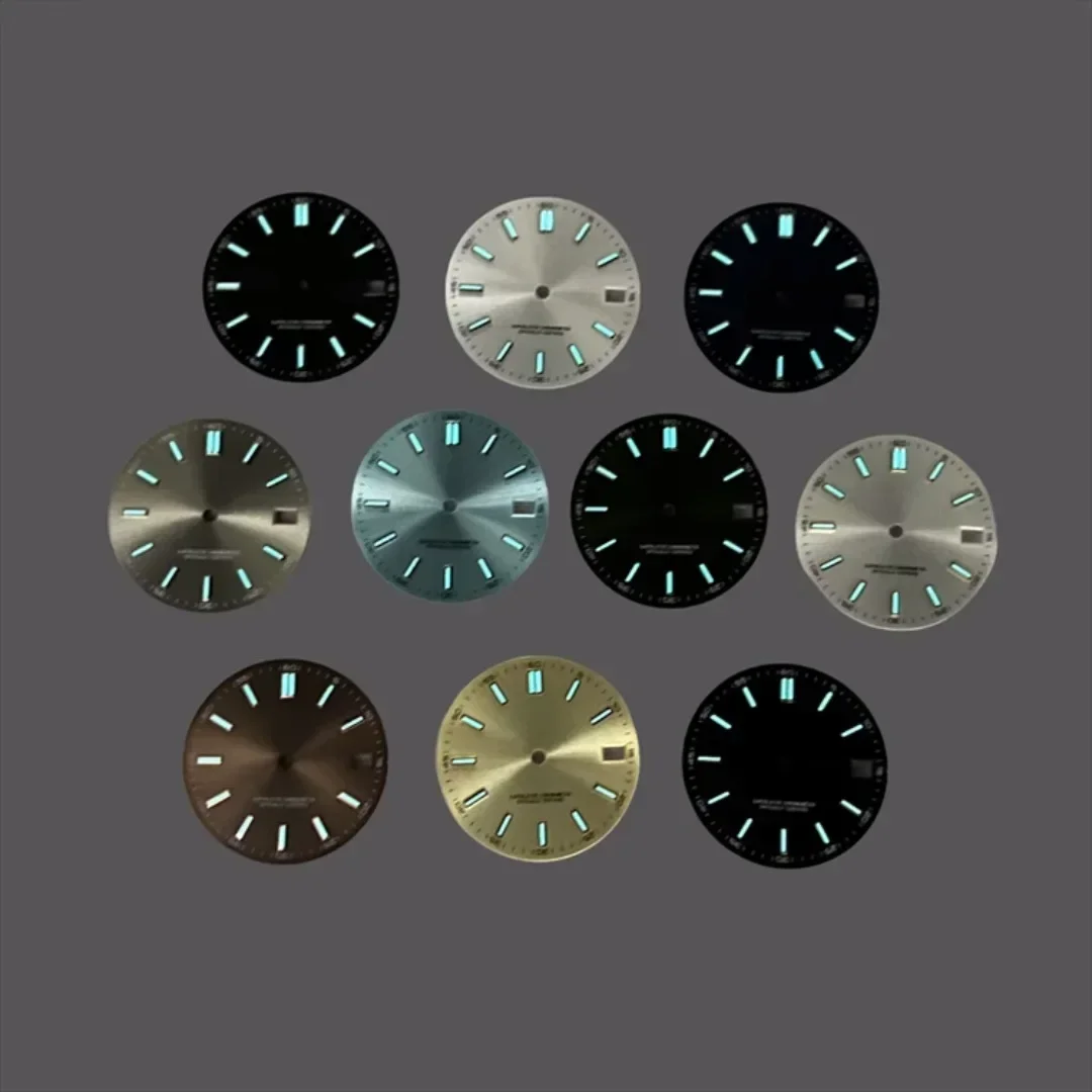 28.5mm Watch Dial Log Window Watch Faces Blue Green Luminous BGW9 Modified Watch Accessories for NH35 NH36 4R35 Movements