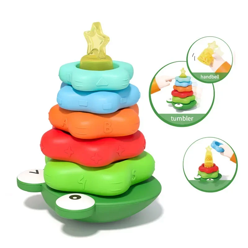 Tour d'anneau empilable pour bébé, jouets empilables pour tout-petits, jouets mentaires oriels d'apprentissage Montessori dos, blocs de nidification, cadeau, 6 pièces