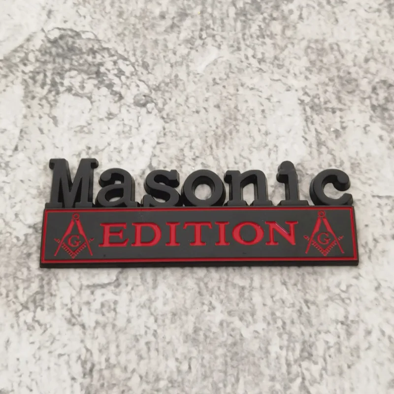 2PCS Metal Masonic Edition Emblems,3D Badge Decals Fits for Universal Vehicle, Car, Truck, SUV Decoration (Black Red) 5
