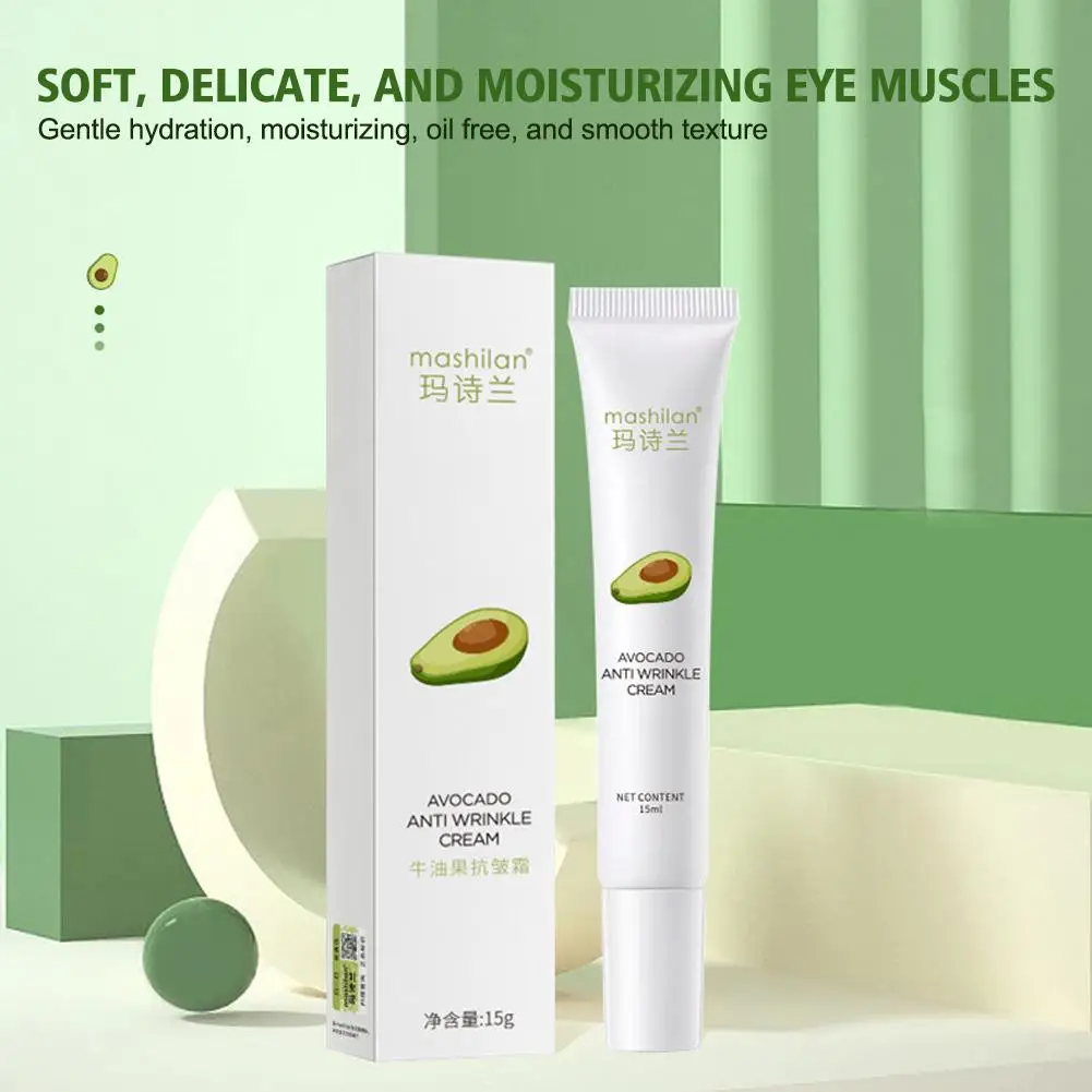 Crema hidratante de aguacate para ojos, crema antiojeras, nutritiva, reafirmante para la piel, bolsas para el cuidado de la piel, 15g