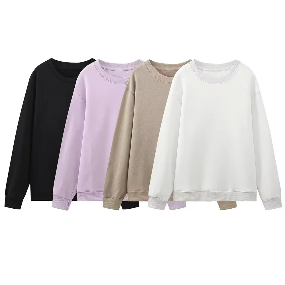 

TRAF Autumn New Product Women's Fashion Casual Comfortable Solid Color Round Neck Hooded Long Sleeve T-shirt