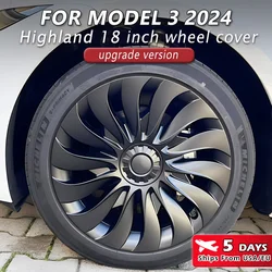4PCS HubCap 18 Inch for New Tesla Model 3 2024 Highland Performance Replacement Wheel Cap Automobile Full Rim Cover  Accessories