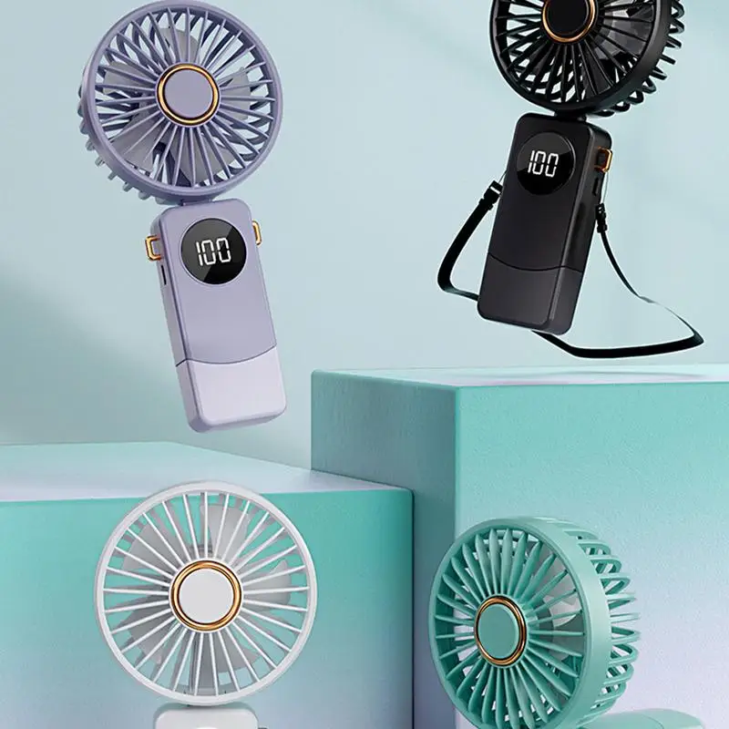 Travel Fans Portable Foldable Portable Air Conditioner Fan USB Rechargeable Fan Small Desktop Fan Mini Air Conditioner Display