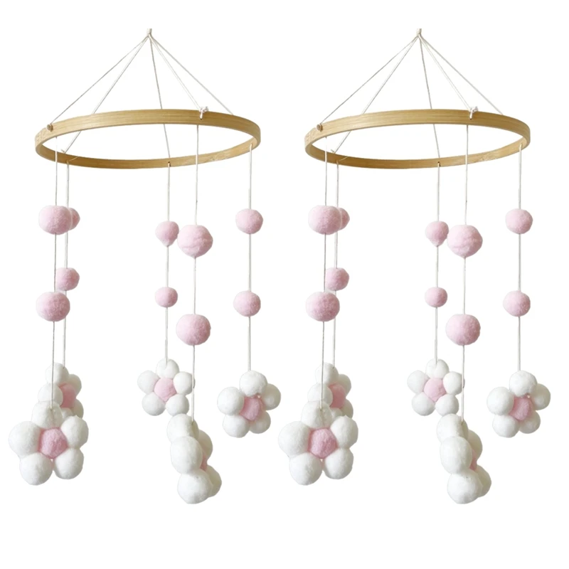 Nordic Fur Ball Flower Wind Chime Bed Bell Baby Room Children's Room Children's Clothing Store Wind Chime Decoration