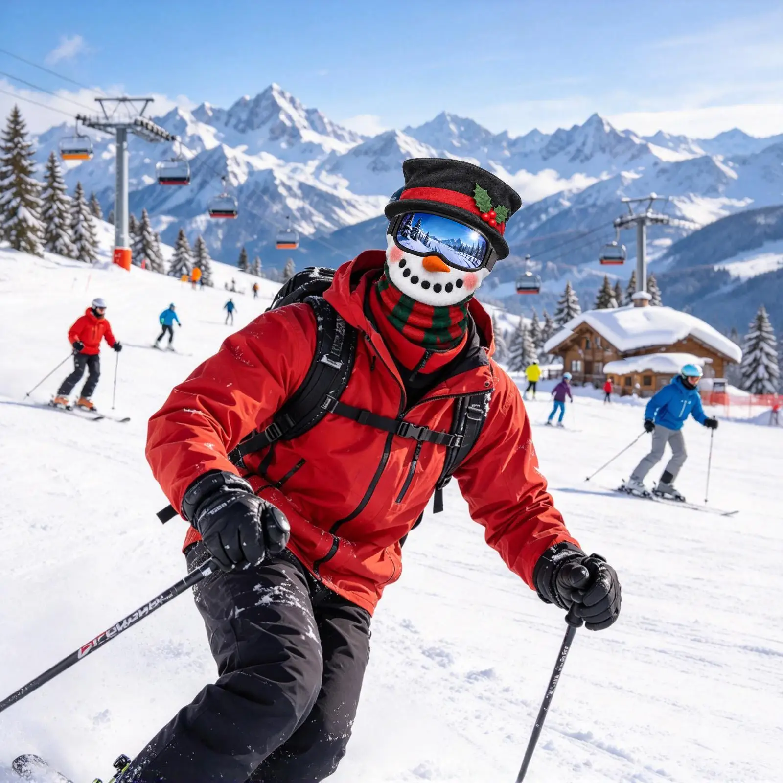 Ski Masque Cute Christmas Theme Windproof Thermal Headwear Winter Masque Men for Snowboarding Sports Holiday Parties Men Women