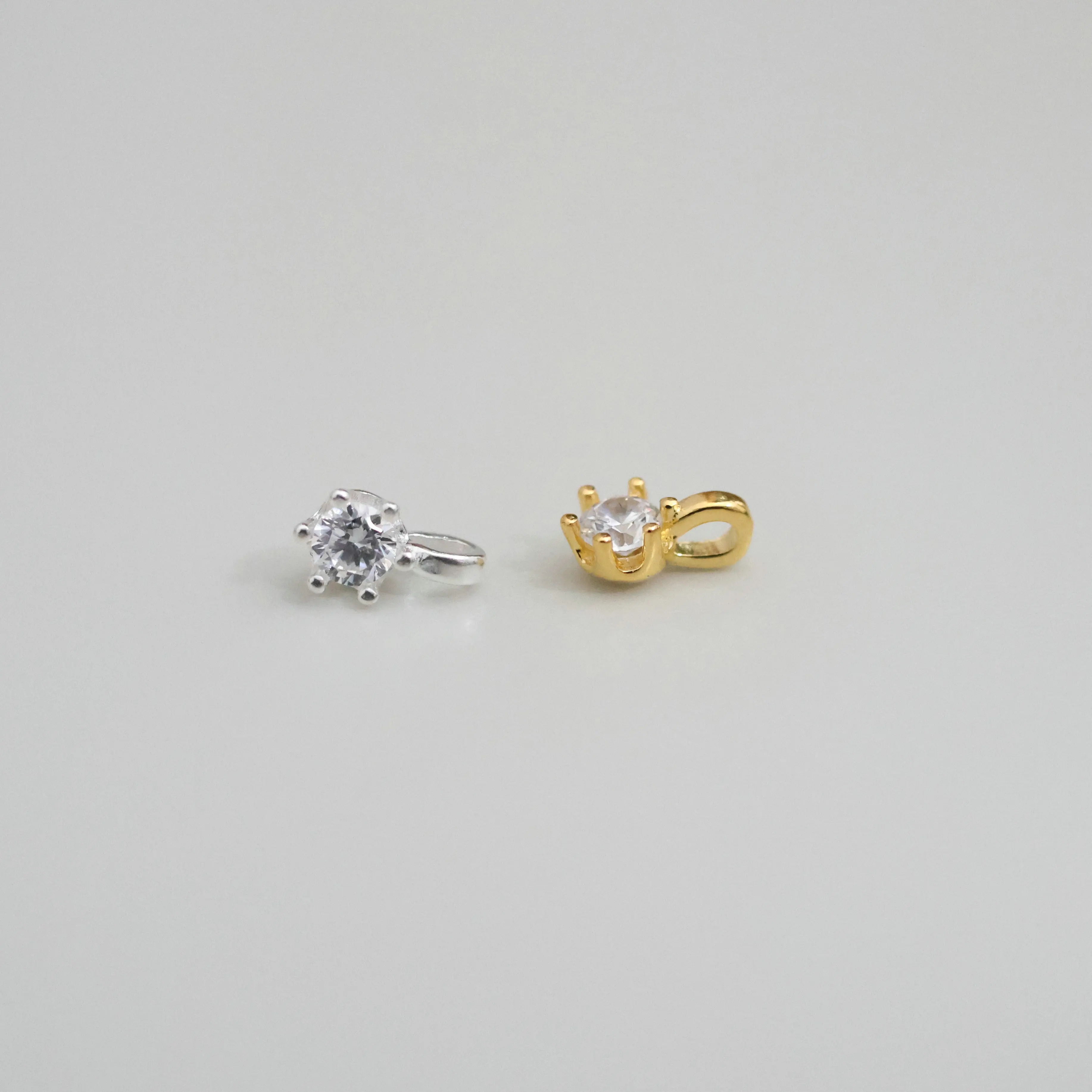 2pcs 925 Sterling Silver Zircon Round Charm for DIY Fine Jewelry Making Jewelry Finding
