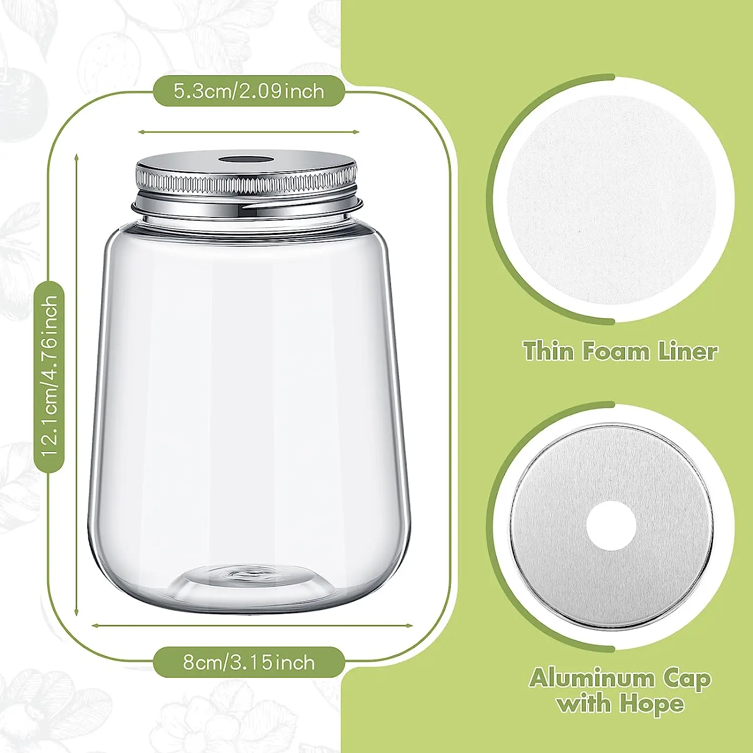 10Pcs Plastic Mason Jars with Lids and Straws Plastic Juice Bottles Drink Containers with Aluminum Caps Clear Beverage Container