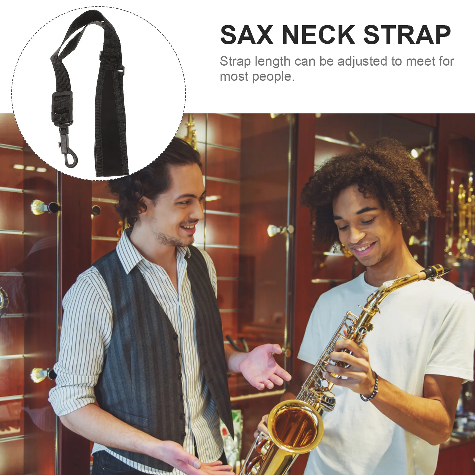 

Saxophone Belt Adjustable Durable Nylon 2083x197x059in Lightweight Portable Design Sax Neck Strap Saxophone Belt