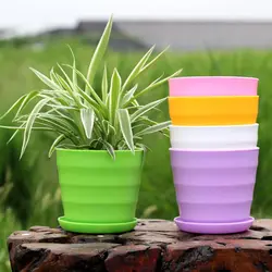 Colorful Mini Plastic Flower Pot Garden Succulent Plant Flowerpot Home Office Decor Horizontal Plastic Flower Pot With Trays 1PC