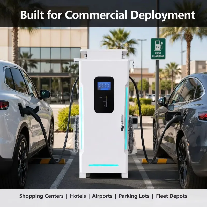Customized 240KW DC Rapid EV Charging Tower Dual Connectors 7 Inch HMI Screen LED Strip GBT CCS2 RFID Commercial Charger Tower