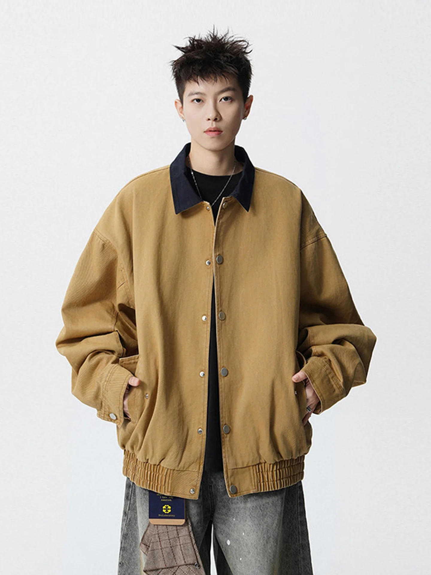 

Мужская винтажная куртка American Sle Cleanfit Harlington свободного кроя с эффектом потертости, модная осенняя верхняя одежда для подростков