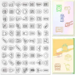 1pc Daily Themed Rubber Stamp Mini Symbol Label Clear Cute Food Coffee Vintage Transparent Silicone Seal Stamp Retro