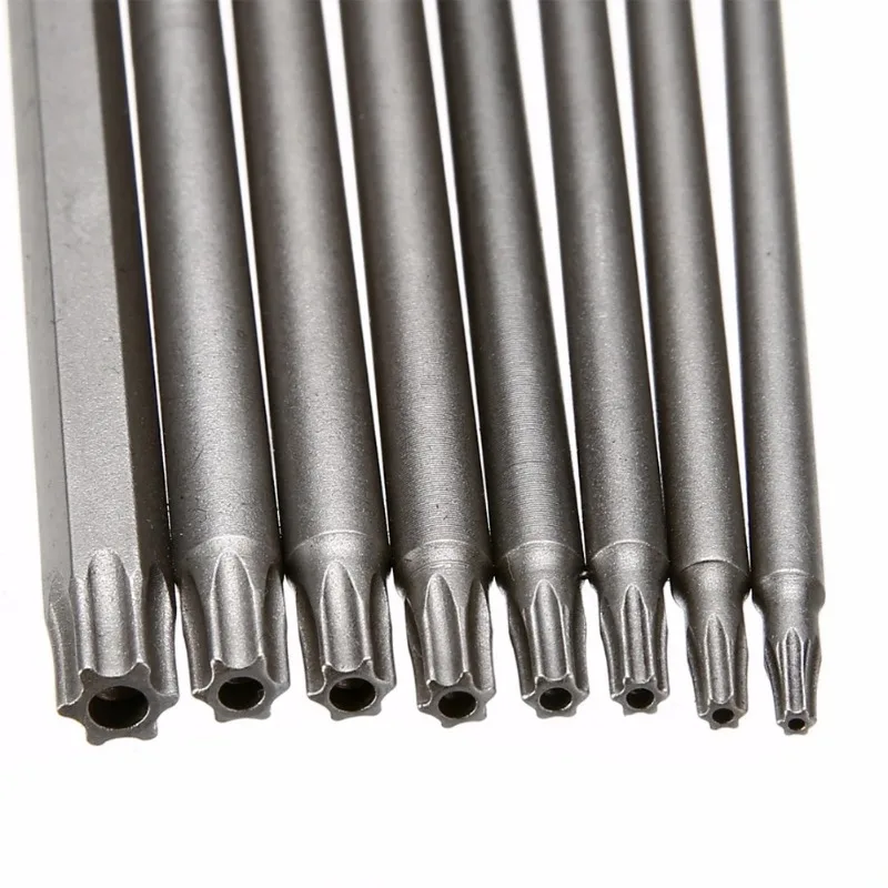 8Pcs Torx Screwdriver Bit 1/4\'\' Shank Hex Wind Drill Head 150mm 200mm Screw Wrench Magnetic Star T8 T10 T15 T20 T25 T27 T30 T40