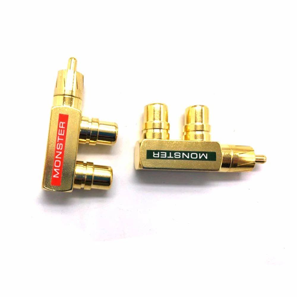 Preffair Adaptador RCA banhado a ouro Plugue divisor de áudio e vídeo RCA 1 macho para 2 fêmeas Conector de áudio RCA