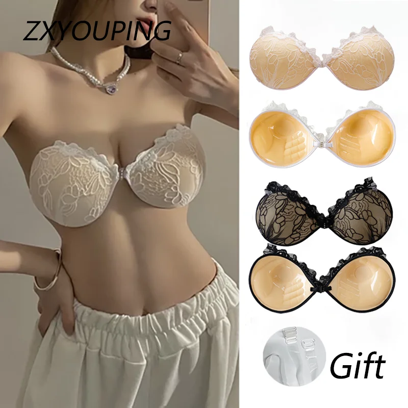 Invisible Push Up Silicone Bra Nipple Cover Reusable Silicone Nipple Tape 3cm Thick Waterproof Self Adhesive Lace Chest Stickers