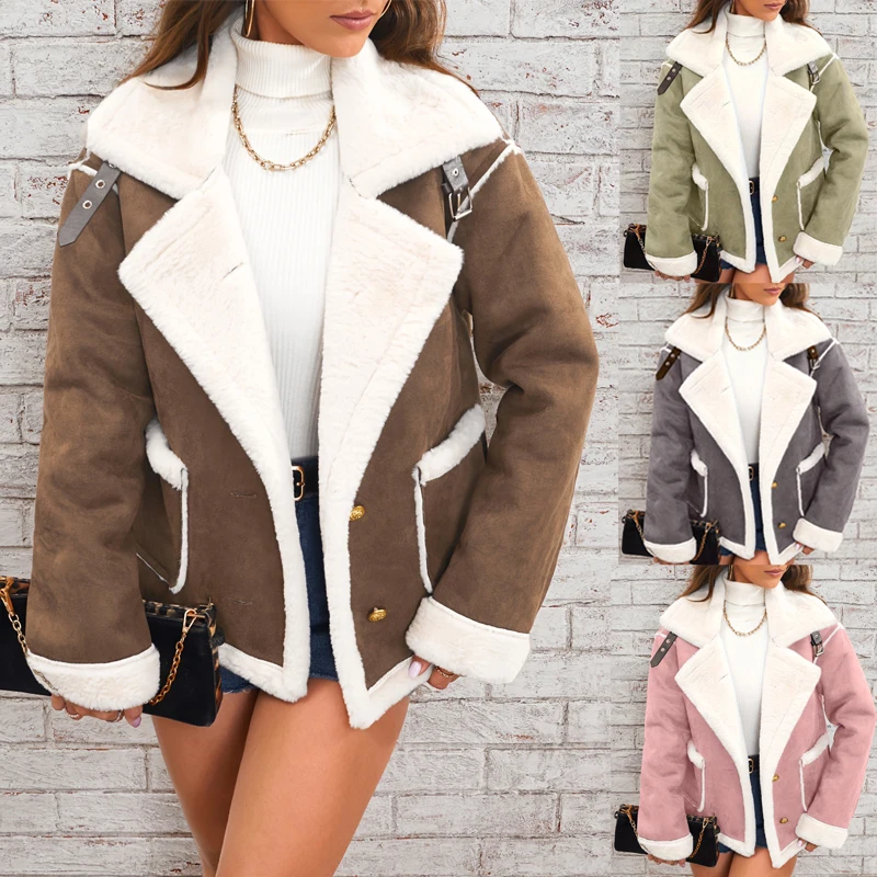 

Новое осенне-зимнее модное теплое пальто с лацканами в стиле ретро для женщин, повседневные лоскутные теплые куртки, женская верхняя одежда, короткие пальто