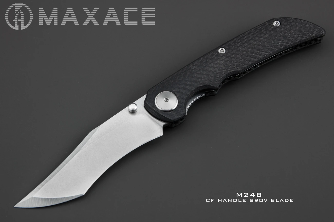 Maxace kingsnake Titanium alloy handle m390 And Carbon fiber handle S90V Outdoor folding knife