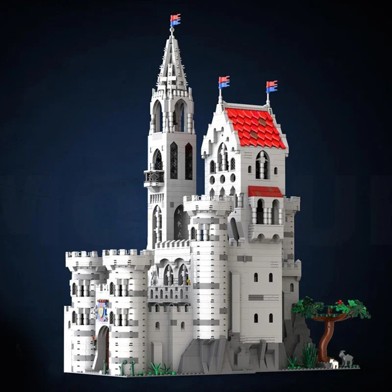majestic fantasy king's castle bricks medieval gothic architecture diorama blocks knight stronghold moc building unique display