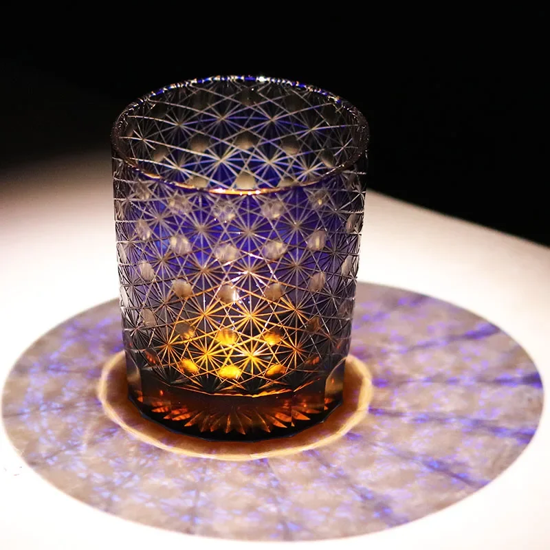 Japanese handmade cutting style whiskey glass antique drinking glassware Edo Kiriko party hotel glass crafts
