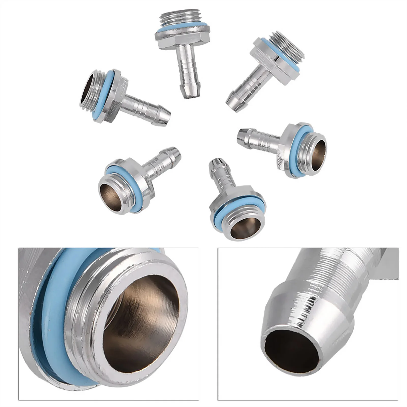 6 PCS PC Water Cooling Two touch Fitting G1/4 Thread Barb Connector for Tube
