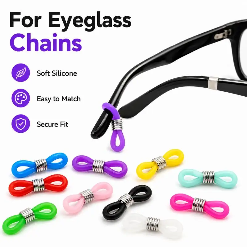 10~30pcs  Eyeglasses Ear Hook Connector Spectacles Chain Glasses Retainer Ends Rope Cord Holder Strap Retainer End Loop Findings