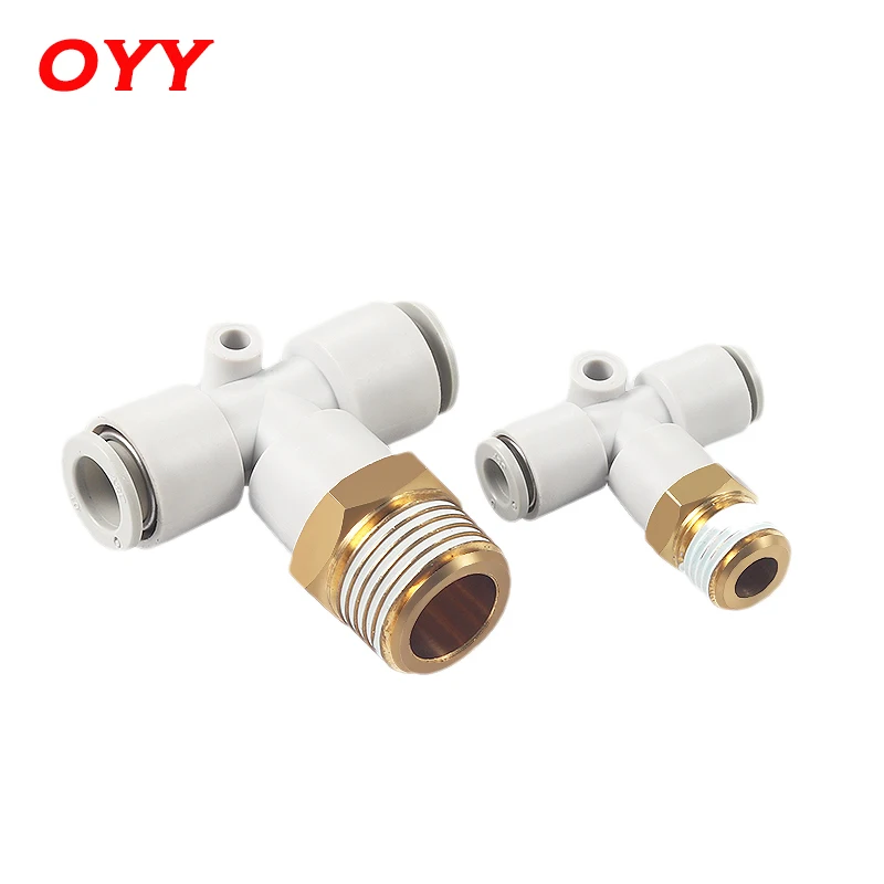 

1PCS Pneumatic Fittings External Thread T-shaped Tee Connector KQ2T04 06 08 10- M5 M6 01S 02S 03S 04S