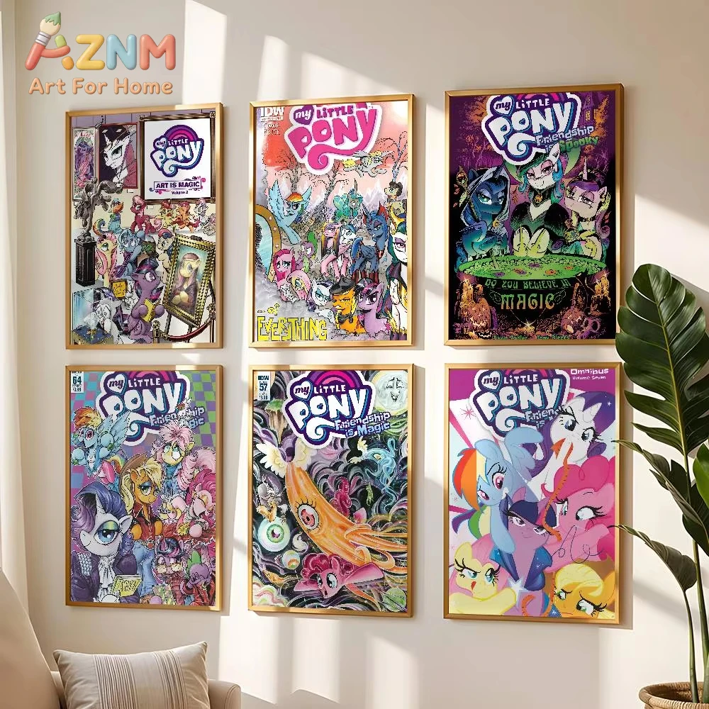 1pc Cartoon My L-Little P-Pony Poster Self-adhesive Wall Mural Art Waterproof Sticker For Bar Room Decor High Quality Print