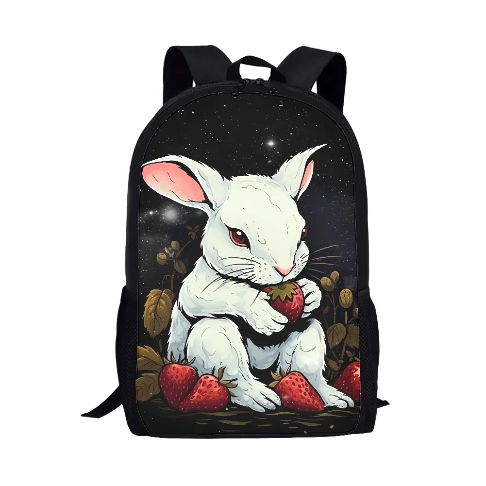 Mochila con patrón de conejo para niñas y estudiantes, morral escolar encantador, paquete de viaje