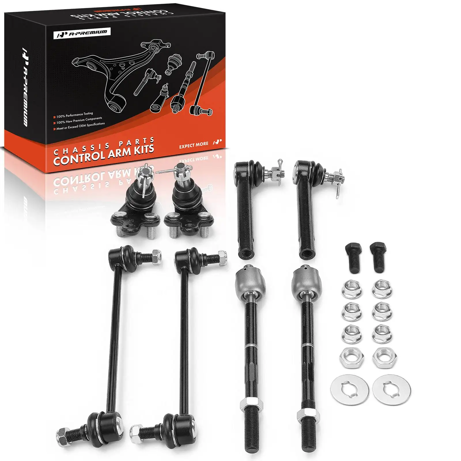 A-Premium 8x Front Tie Rod End & Stabilizer Bar Link & Ball Joint for Toyota Highlander 04-07 Lexus RX330 04-06 RX350 07-09