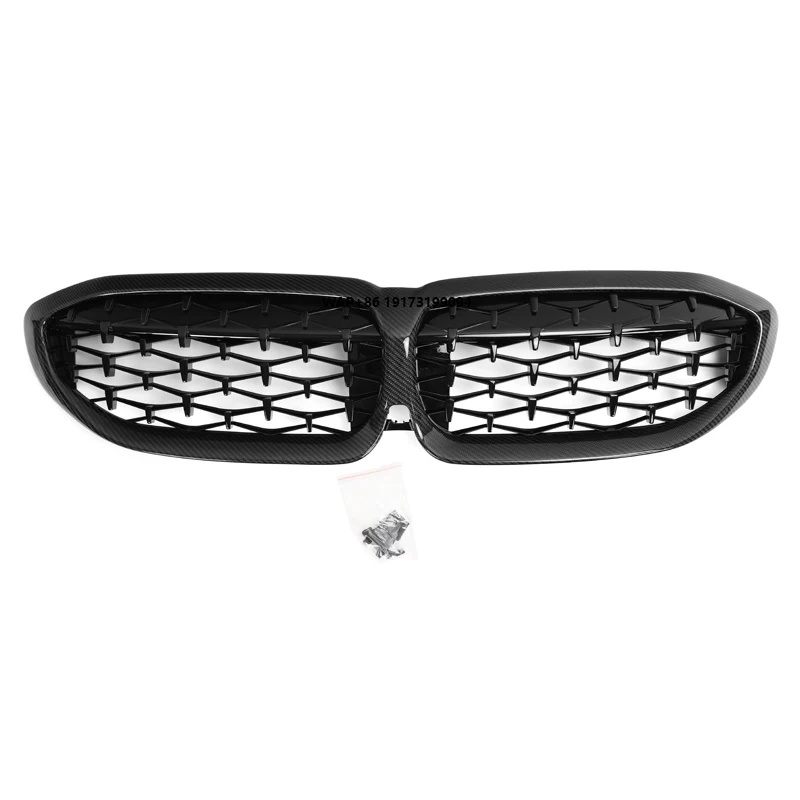 

Gloss Black Carbon Fiber Diamond Style Grille for B-MW New 3 Series 2019+Sedan Car Bumper Refit Accessories G20 G28 Rear Grille