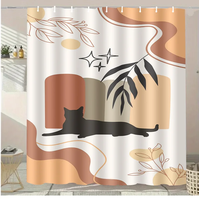 

Morandi Animals Washable Dirt-Resistant Shower Curtain Shower Head waterproof Polyester Bath Curtain For Home Decor Accessories