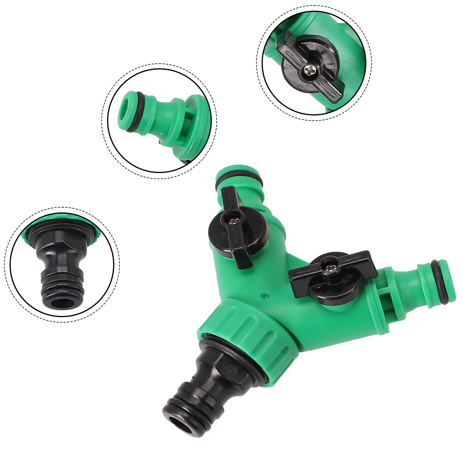 2 Way Garden Water Pipe Connectors Pipe Adapter Y Shape Hose Splitter Valve Three Way Plastic Valve With Switch