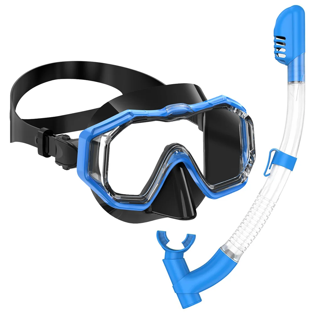 Schnorchelmasken-Set, Tauchen, Schwimmbrille, 3 Fenster, Panorama, Weitsicht, HD, Trockenoberteil, Anti-Leck, Antibeschlag, für Erwachsene und Kinder – Detail 16