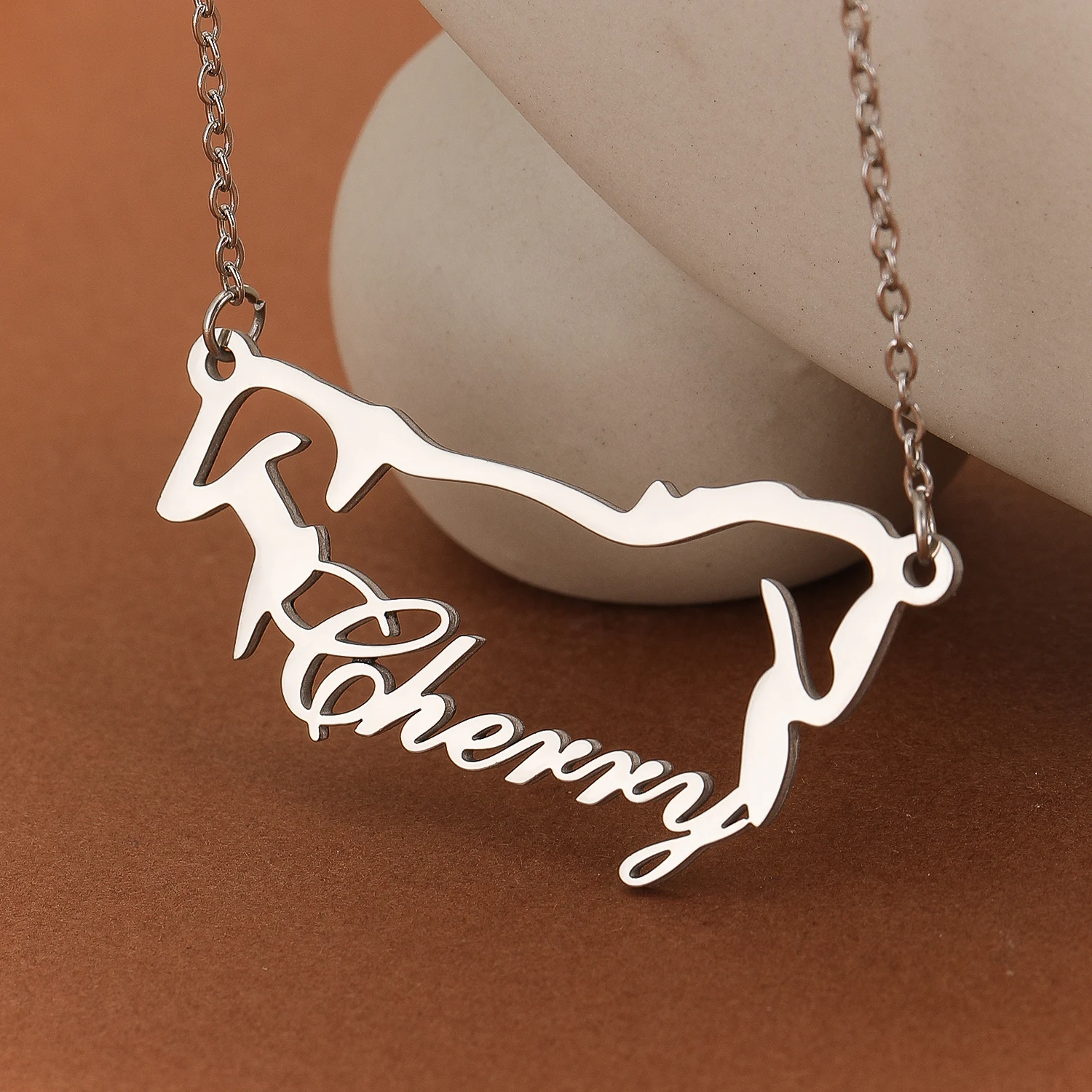 Customized Stainless Steel Border Collie Name Necklace Custom Personalized Letter Choker Necklace Pendant Nameplate Gift