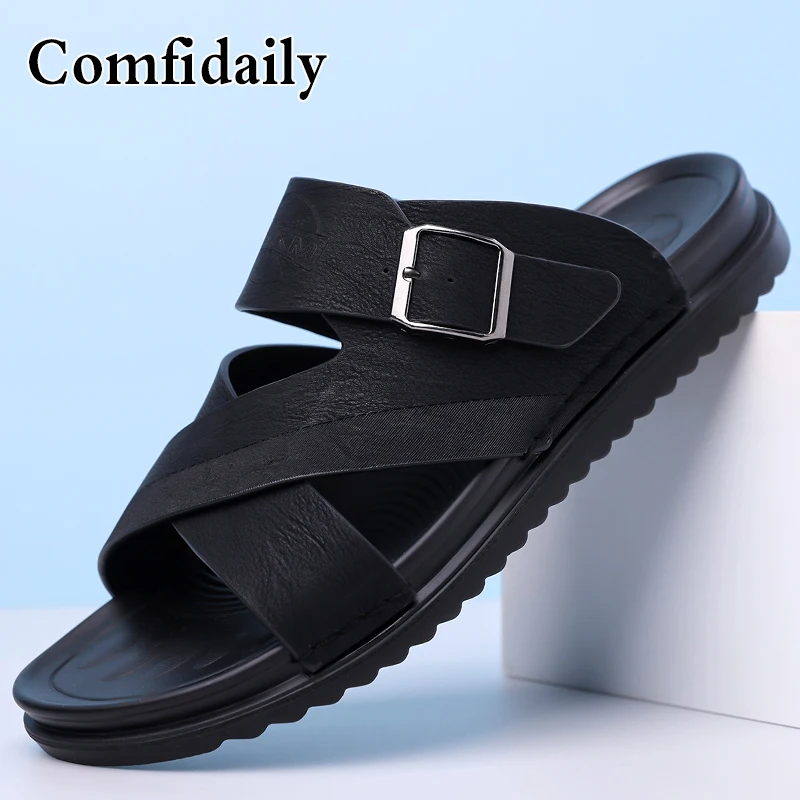 Herren-Sommermode, bequeme Strandpantoffeln, rutschfeste, weiche Unterseite, verschleißfeste Slip-On-Hausschuhe-5311 – Detail 5