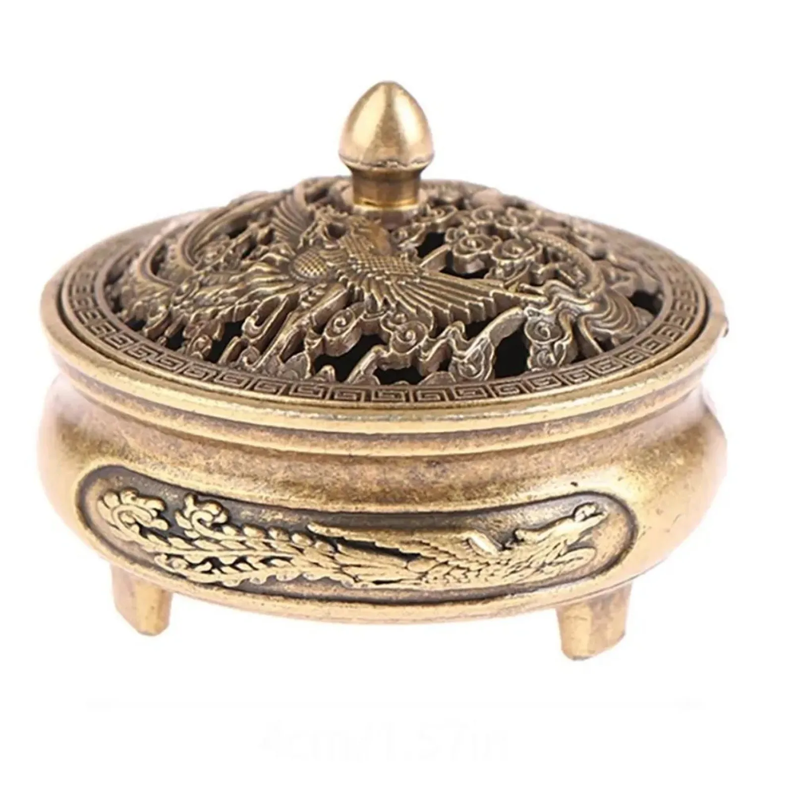 Mini Incense Burner Incense Burner With Hollowed Out Patterns Three Legged Stove Indoor Stove Plate Desktop Home Decoration