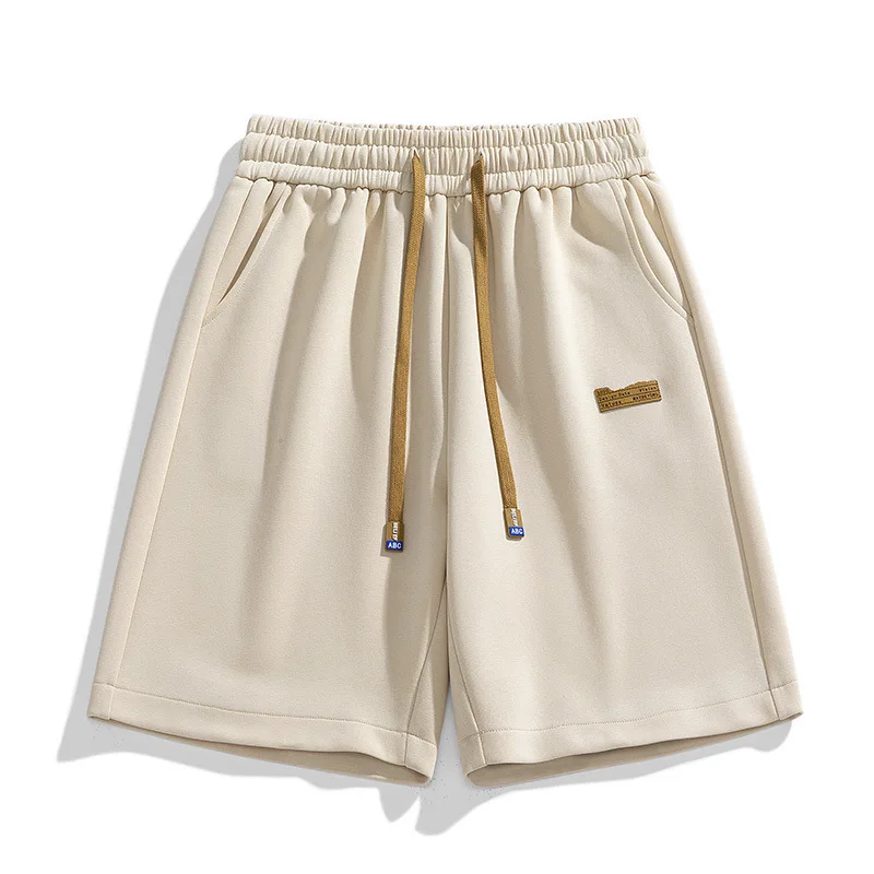 

Летние мужские повседневные брюки из бамбукового волокна, короткие брюки с пятью точками, шорты с высокой талией и шнурком