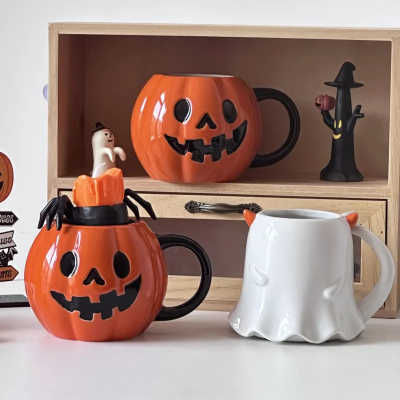 Popular Halloween Pumpkin Expression Design Mug Creative Ghost Cute Tentacle Home Milk Coffee Cup Holiday Party Exquisite Gift