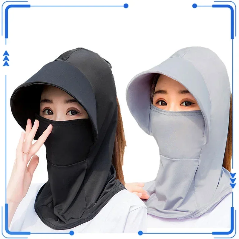 

Summer Cycling Ice Silk Sunscreen Cap Anti-UV Sun-proof Hat Soft Breathable Dustproof Lady Covering Large Eaves Cap Sun Hats