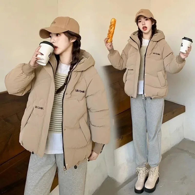 Women's Down Cotton Coats 2025 New Hooded Tops Short Parkas Winter Korean Loose Warm Outercoat Female Bread Waterproof Jackets