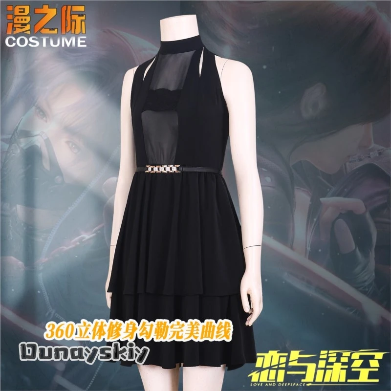 

Anz O S@ALove And Deepspace Rafayel Xavier Косплей Костюм Черное Платье Ночной Туман C Аниме Наряд Высокое Каваи на Хэллоуин