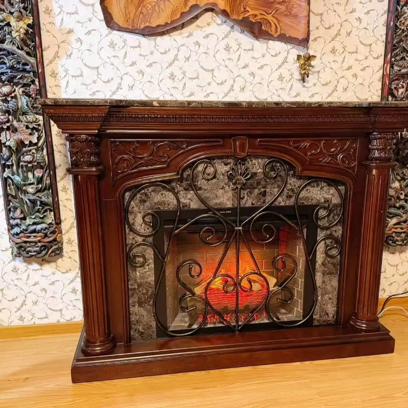 All solid wood fireplace European-style living room entrance simulated flame decorative fireplace