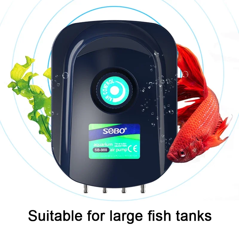 SOBO High Power 8w 12w Fish Tank Oxygen Air Pump Fish Aquarium Air Compressor Adjustable Air Flow Oxygen Pump for Fish 220V-240V