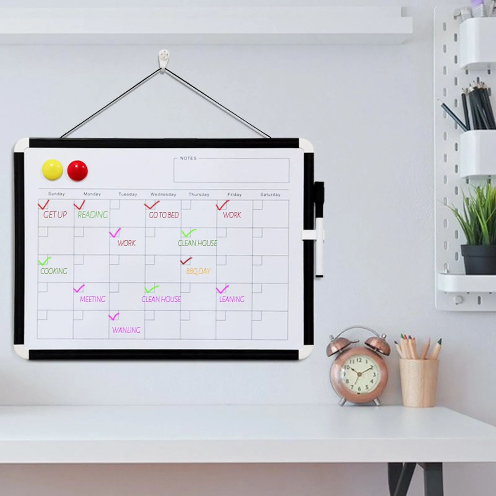 Monthly Calendar Dry Erase Whiteboard Replacement Magnetic Calendar White Board Easy To Write Practical Lightweight for School