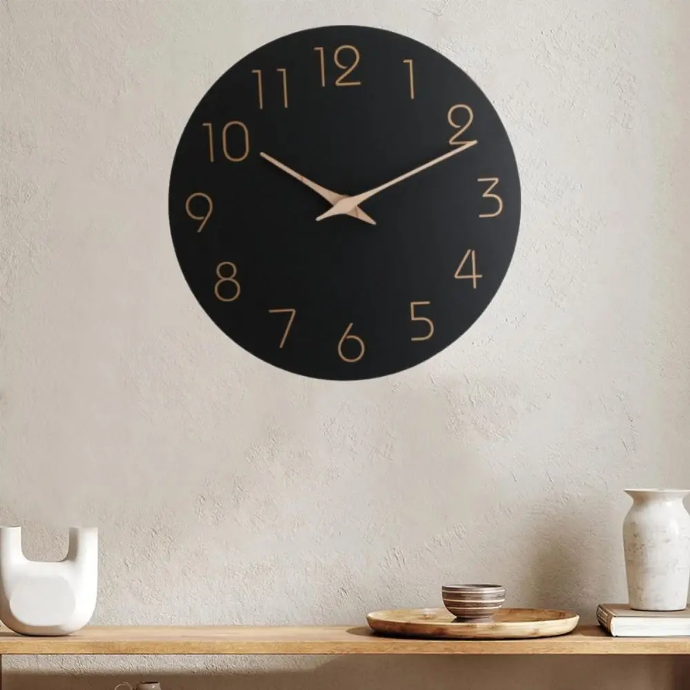 

Creative 10 Inch Wall Clock Minimalist Style Non Ticking Digital Clock Hanging Round Silent Clock Dining Room