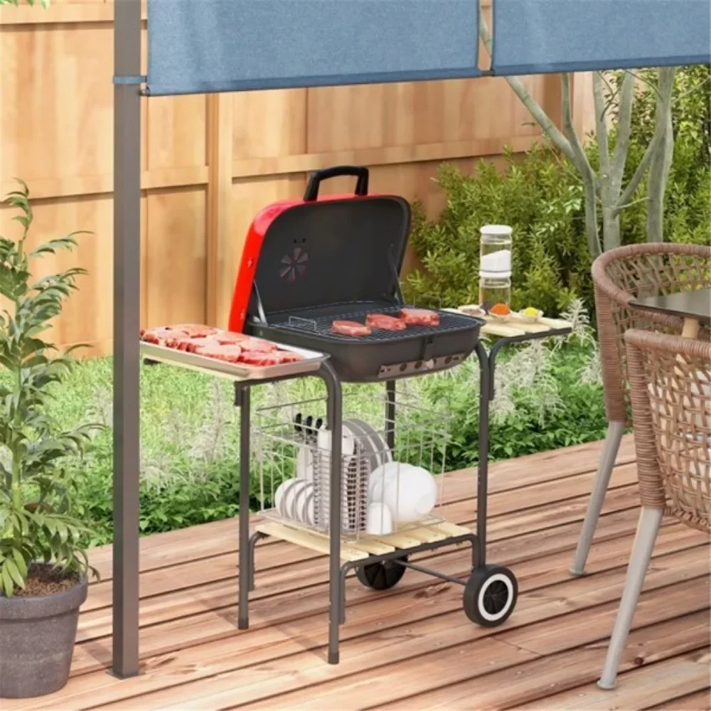 Portable Charcoal Grill BBQ Grill easy transport - Enamel-coated steel offers excellent heat resistance Outdoor Stove Camp Cook